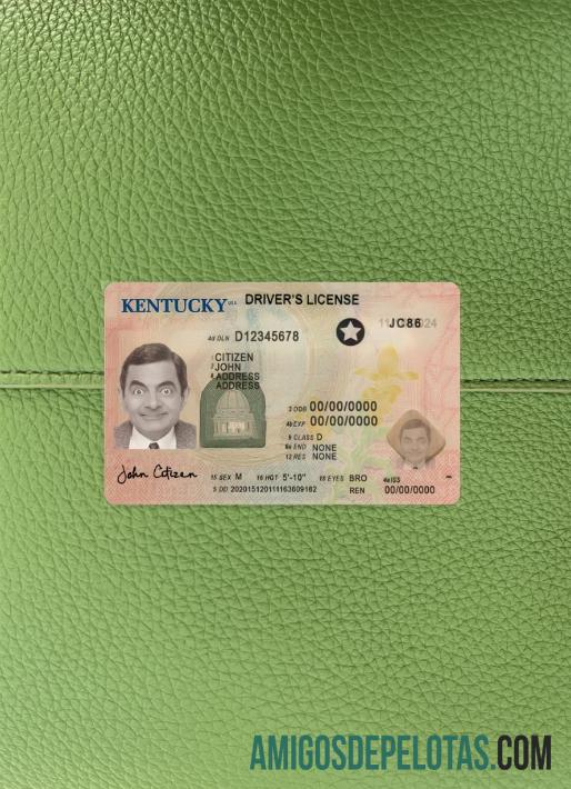 Carteira de motorista dos EUA Kentucky 2020 presente fotolook frente exemplo real